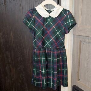 Polo by Ralph Lauren Green Plaid Dress with White Peter Pan Collar